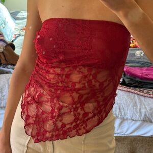Red Lace Strapless Top - Thats So Fetch
